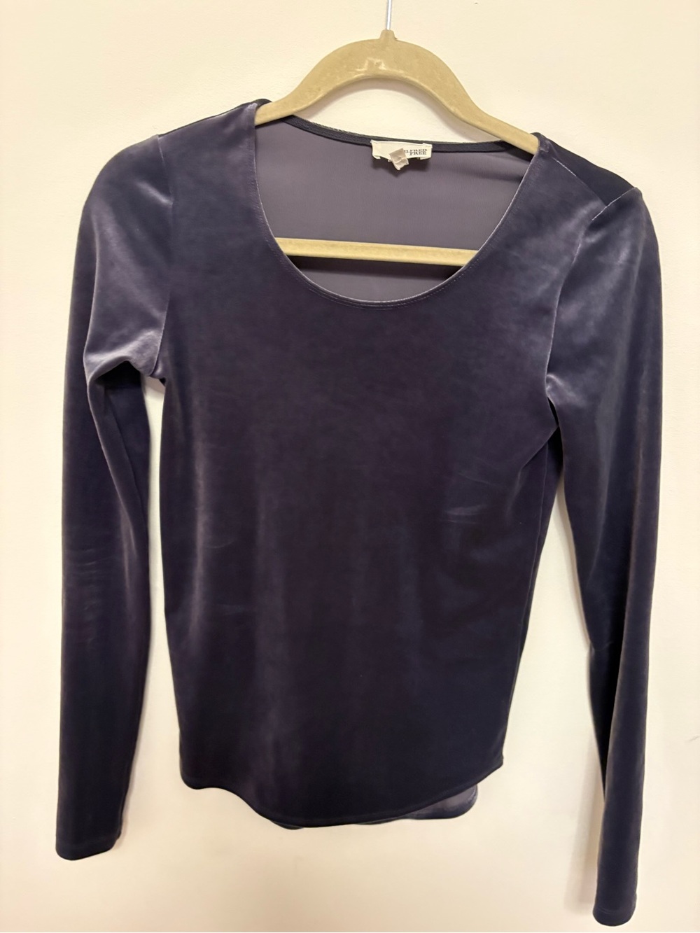 NWOT Aritzia Wilfred Free Velvet Long Sleeve Scoop Neck Top Gray Size XS grunge